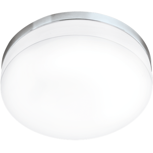 Lora LED loft lampe i metal Krom med glasskærm i Opal Hvid, 24W LED, diameter 42 cm, højde 9 cm.
